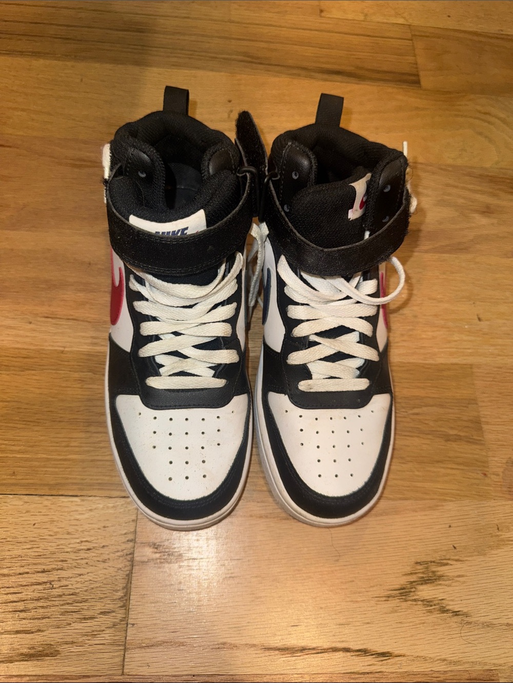 Nike Kids High-Top Sneakers in Black, White & Red